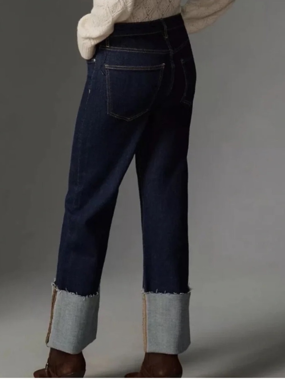 Pilcro Anthropologie Scotty Cuffed High Rise Straight Leg Jeans Size 26 Blue - Picture 13 of 14